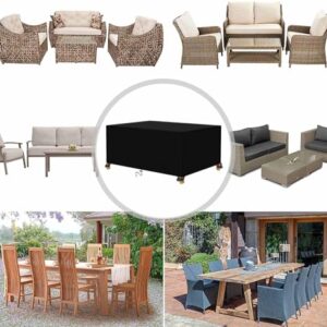 Patio Furniture Covers Outdoor Table Furniture Cover Waterproof Rectangle 600D Patio Sectional Couch Set Cover for Deck Lawn and Backyard Wind Dust Proof Anti-UV 92"L x 32"W x 40"H/230x80x100cm