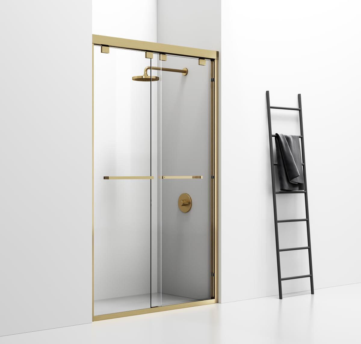 Elegant Kitchen and Bath SD303-4876BGD Semi-Frameless Shower Door 48 x 76 Brushed Gold