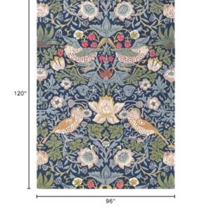 Restoration & Renovation Contemporary Strawberry Wool Area Rug – Handmade Garden-Inspired Floral & Botanical Carpet | Thick, Durable Design, Perfect for Living Room & Bedroom (Navy, 8' x 10')