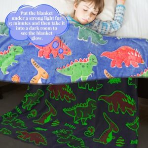 IMUKU Dinosaur Blanket Glow in The Dark Blankets for Boys Kids Dinosaur Gifts Toys Cute Dino Decor Red Green Throw Blanket