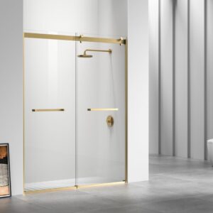 Elegant Kitchen and Bath SD202-6076BGD Frameless Shower Door 60 x 76 Brushed Gold