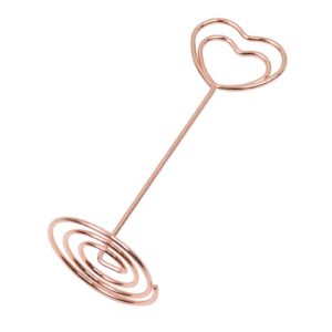 Antrader 12Pcs Table Number Holders Heart Shaped Place Card Holder Table Number Stands Wire Picture Holder Small Size Table Card Holders for Party,Birthday,Wedding (Rose Gold)