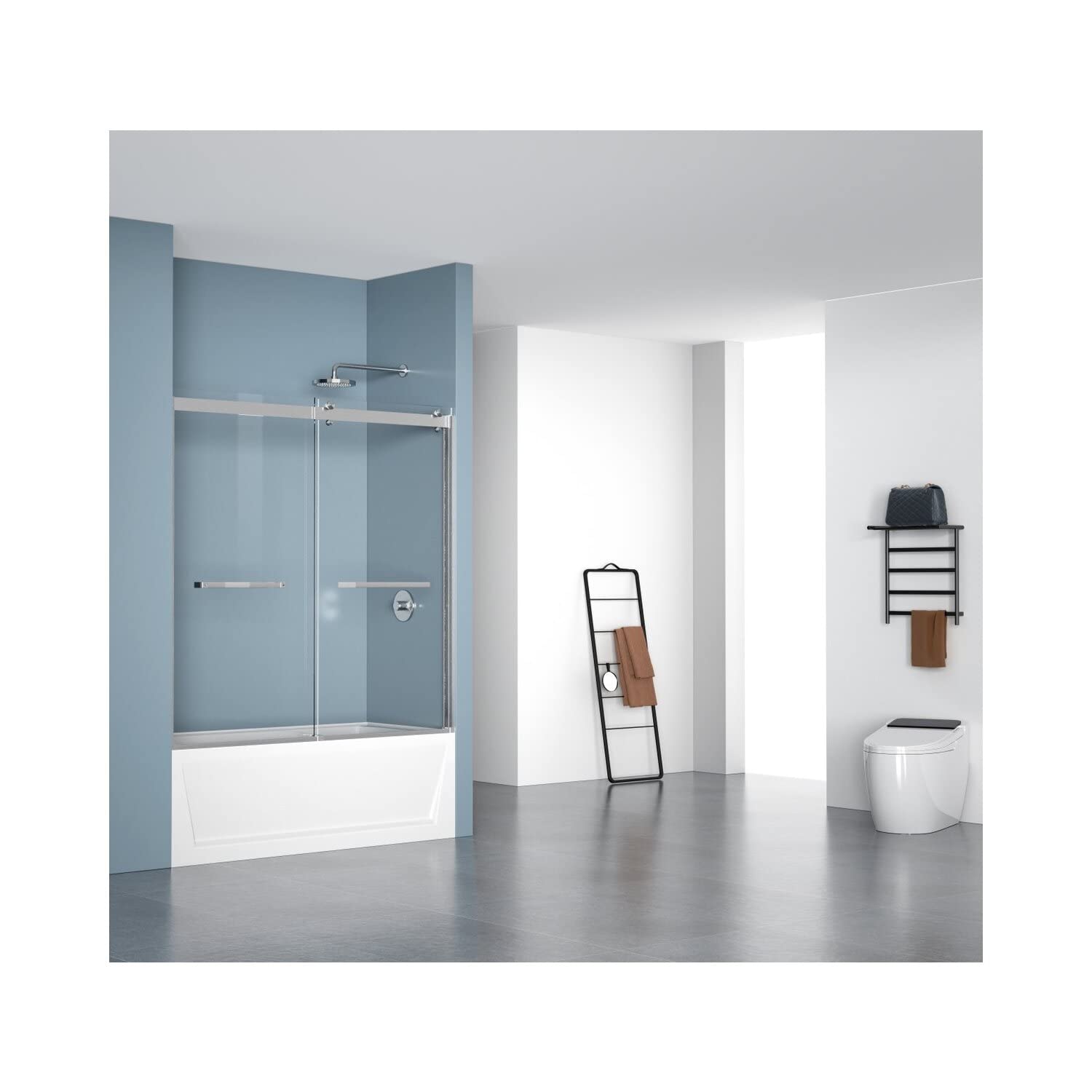 Elegant Kitchen and Bath TD222-6060BNK Frameless tub Door 60 x 60 Brushed Nickel