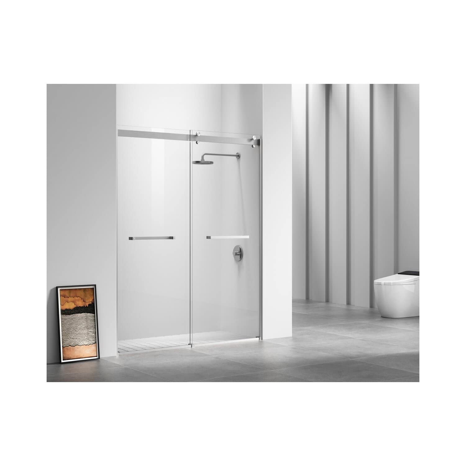 Elegant Kitchen and Bath SD202-6076BNK Frameless Shower Door 60 x 76 Brushed Nickel