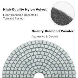 Waies 11 Packs 5 Inch Diamond Polishing Pads with 5/8"-11 Backer Pad 9 PCS Wet/Dry Polish Pad Kit for Drill Grinder Polisher 50-10000 Grit Pads for Marble Tile Quartz Granite Concrete Countertop