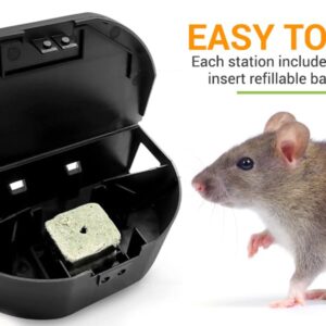 8 Pack - Mouse Bait Stations – Mice, Moles or Small Rodent Traps – Reusable Indoor Rodent Control Bait Box