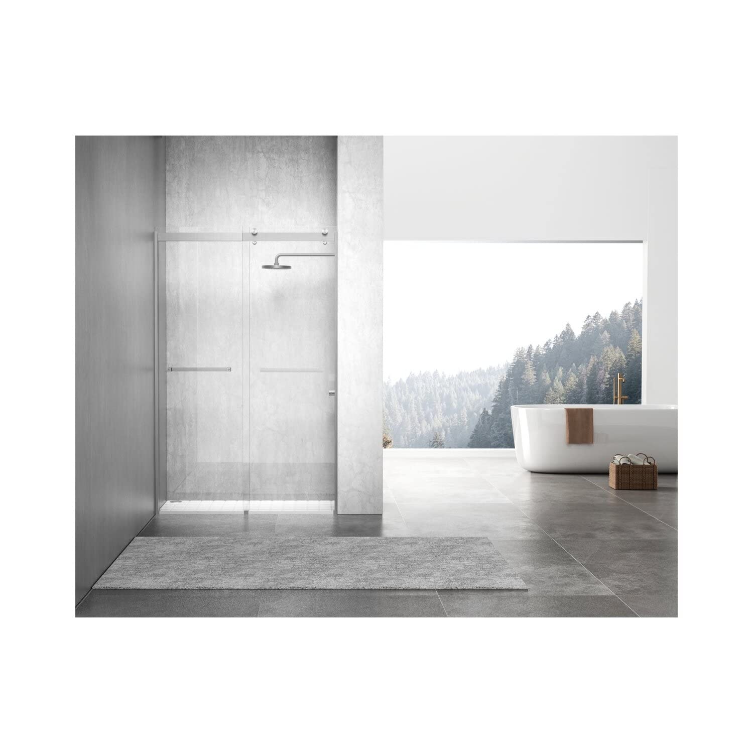 Elegant Kitchen and Bath SD202-4876BNK Frameless Shower Door 48 x 76 Brushed Nickel