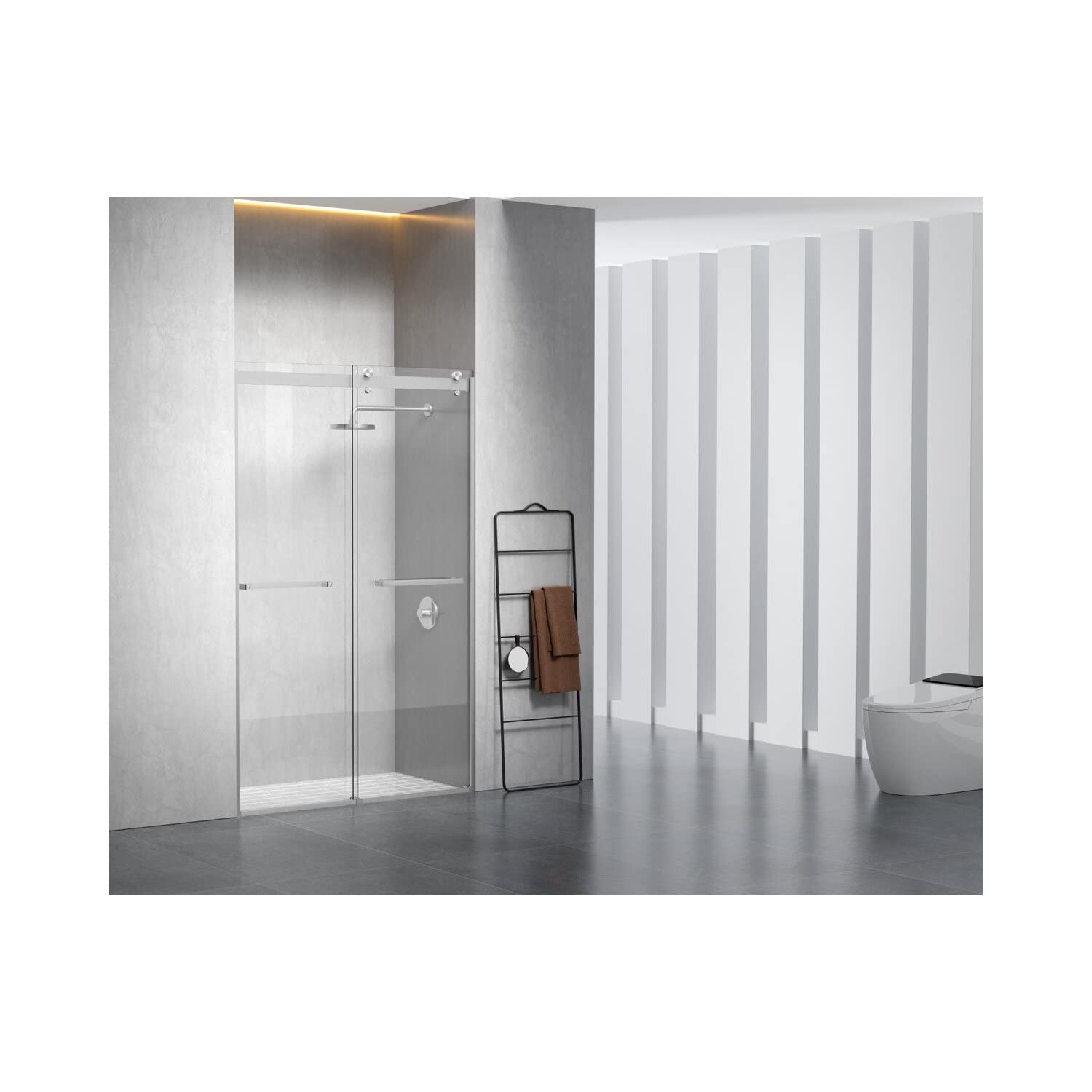 Elegant Kitchen and Bath SD202-4876BNK Frameless Shower Door 48 x 76 Brushed Nickel