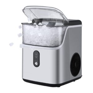 aconee nugget ice maker countertop machine with soft chewable ice, crushed ice makers with self-cleaning, 36lbs/24hrs, one-key operation, compact ice maker with ice scoop/basket for home/kitchen/bar