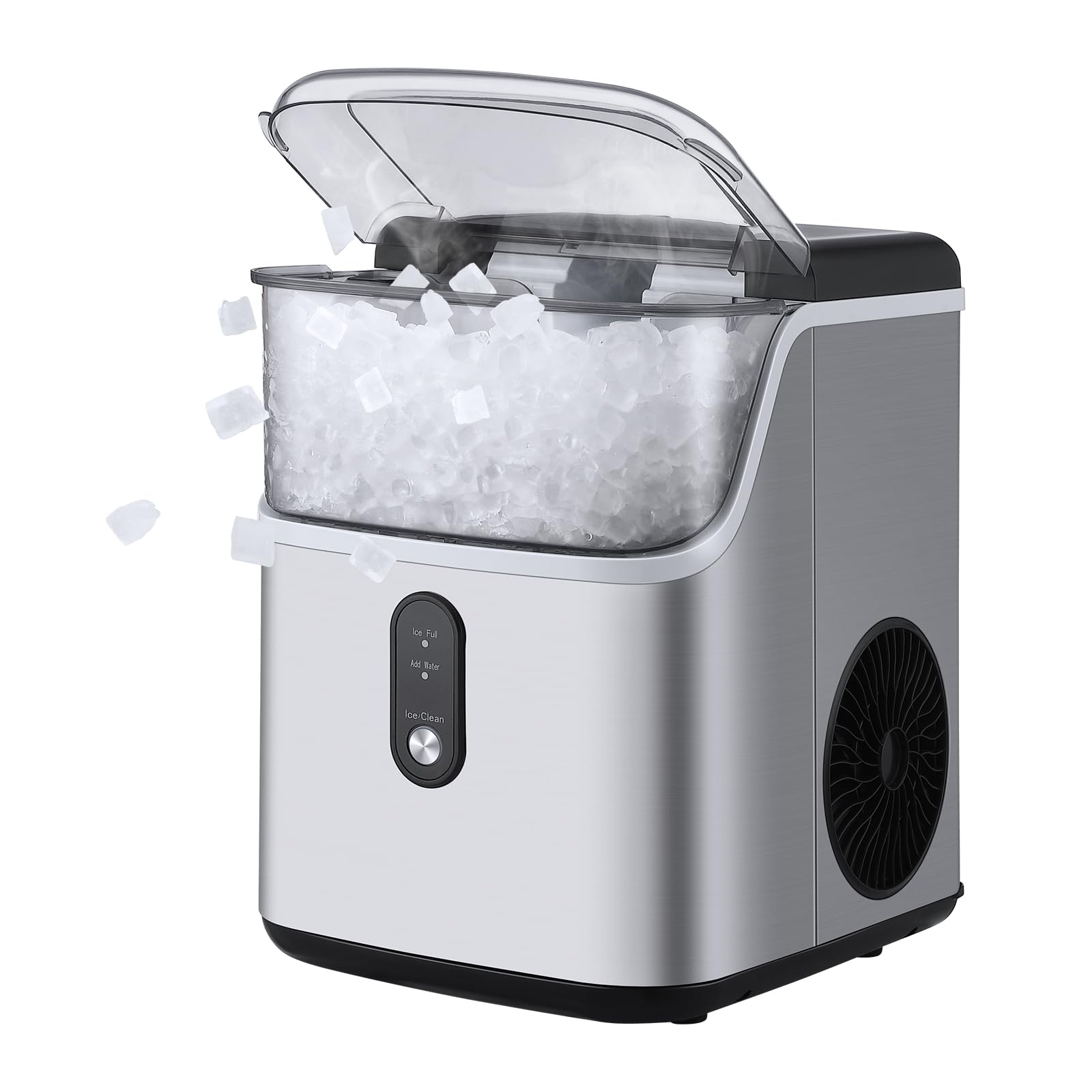 ACONEE Nugget Ice Maker Countertop Machine with Soft Chewable Ice, Crushed Ice Makers with Self-Cleaning, 36Lbs/24Hrs, One-Key Operation, Compact Ice Maker with Ice Scoop/Basket for Home/Kitchen/Bar