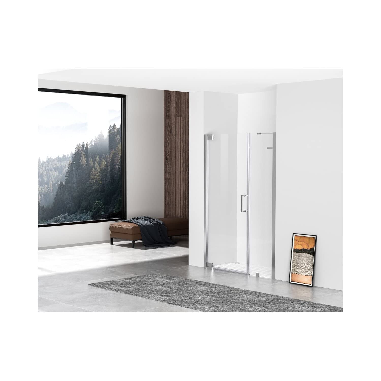 Elegant Kitchen and Bath SD404-4872PCH Semi-Frameless hinged Shower Door 48 x 72 Polished Chrome