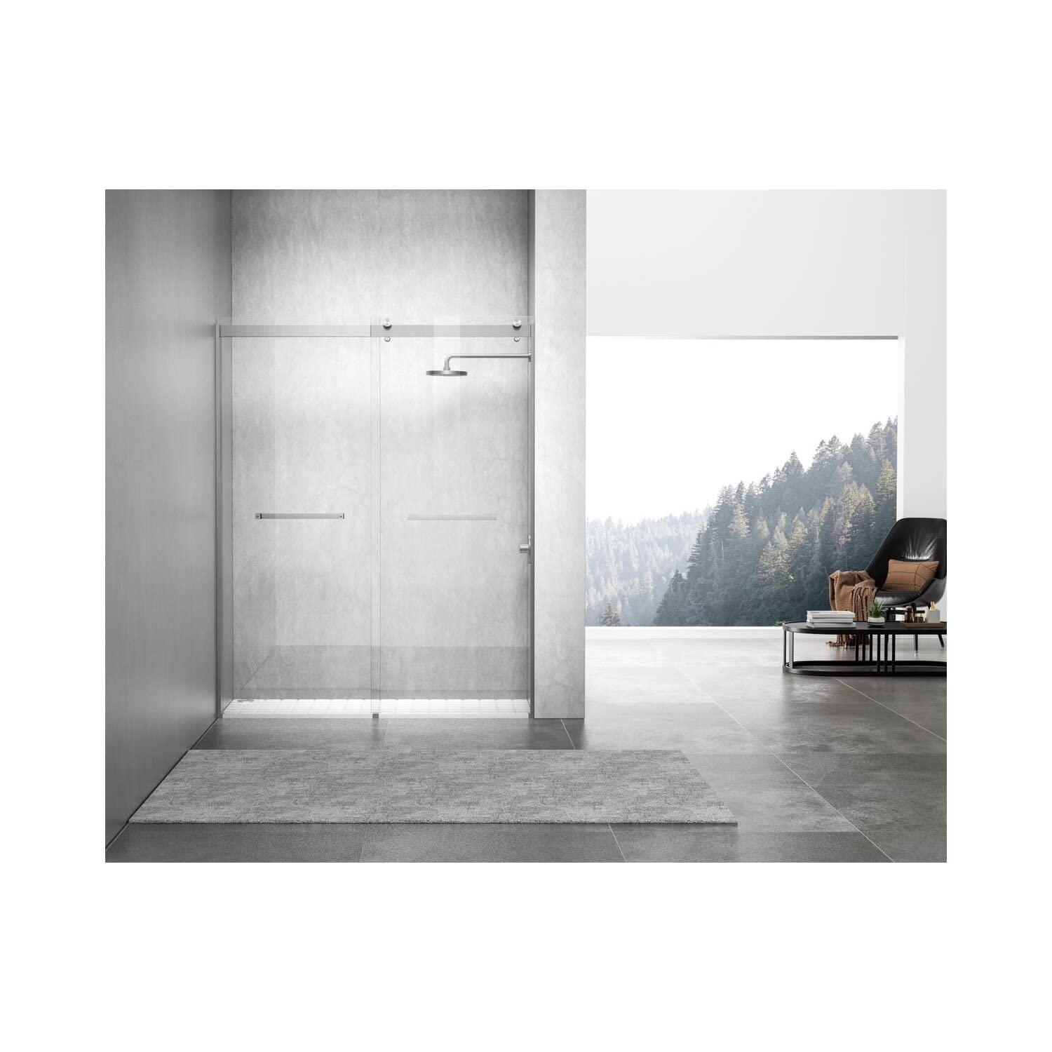 Elegant Kitchen and Bath SD202-6076BNK Frameless Shower Door 60 x 76 Brushed Nickel