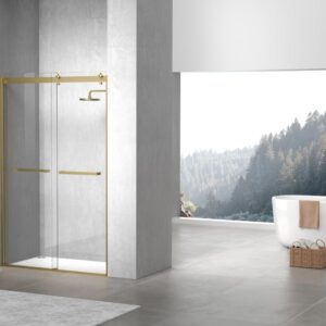 Elegant Kitchen and Bath SD202-4876BGD Frameless Shower Door 48 x 76 Brushed Gold