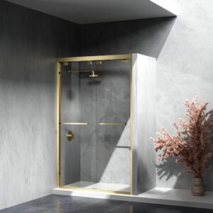 Elegant Kitchen and Bath SD303-4876BGD Semi-Frameless Shower Door 48 x 76 Brushed Gold