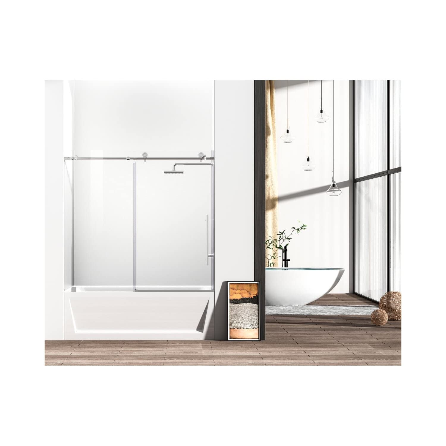 Elegant Kitchen and Bath TD111-6060PCH Frameless tub Door 60 x 60 Polished Chrome