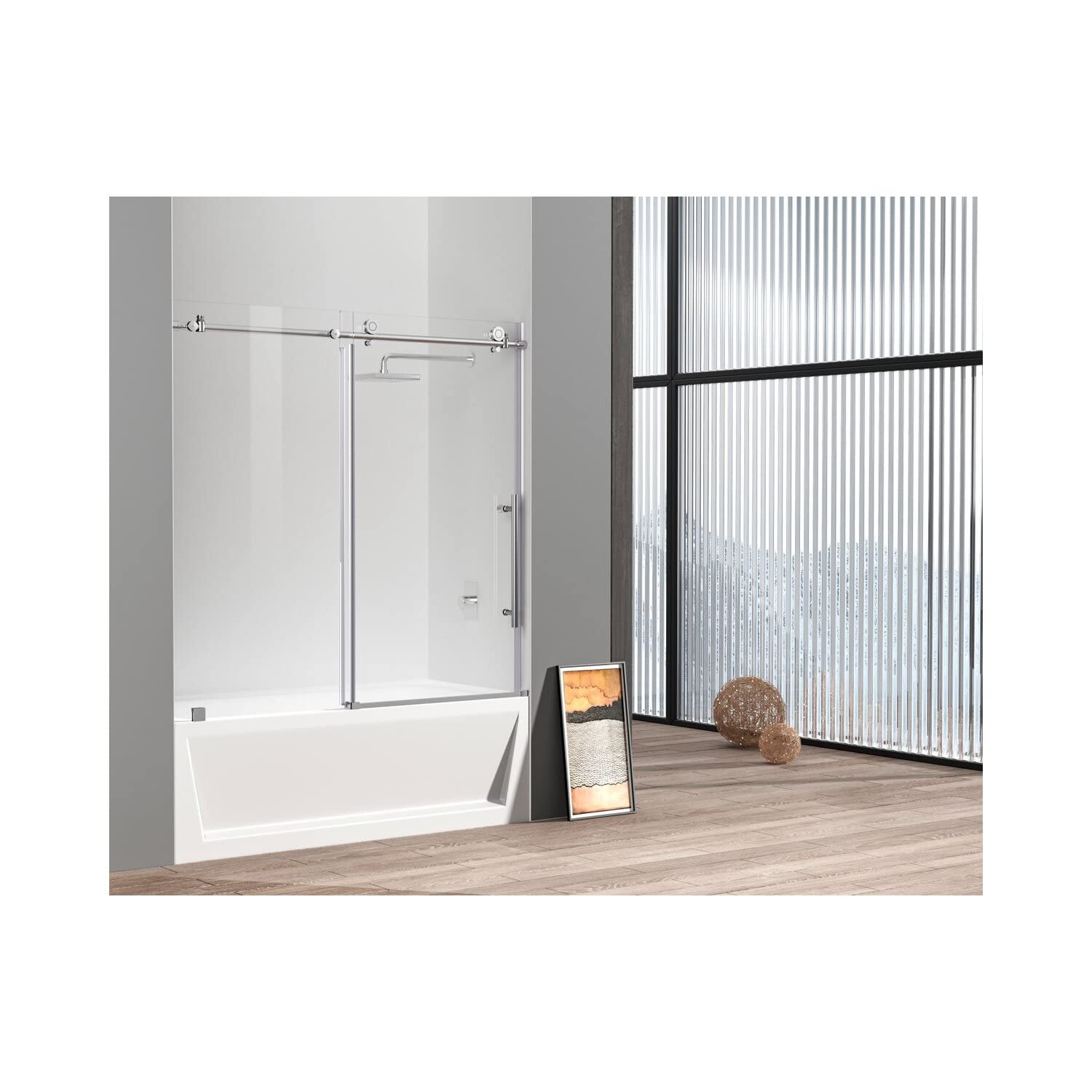 Elegant Kitchen and Bath TD111-6060PCH Frameless tub Door 60 x 60 Polished Chrome