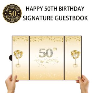 Black and Gold Birthday Party Decorations for men, Happy Birthday Guestbook 12 x 9 inch, Birthday Alternative Signature Guest Book for Men and Women (50th Birthday Signature Book Black and Gold)