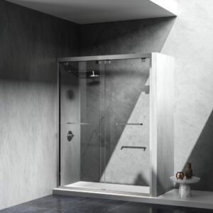 Elegant Kitchen and Bath SD303-6076BNK Semi-Frameless Shower Door 60 x 76 Brushed Nickel