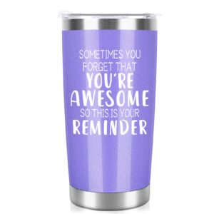 gifts for women her mom friends wife-20 oz tumbler cup with straws, lids- birthday,christmas,valentines day inspirational purple gifts stocking stuffers for best friend female sister daughter coworker