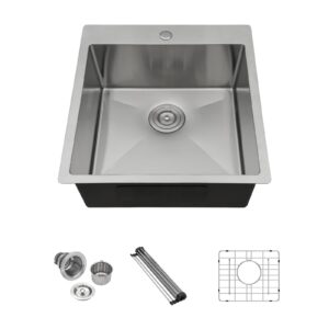 lordear 18 drop in kitchen sink topmount bar sink 16 gauge single bowl stainless steel 18 x18 x9 inch bar sink kitchen sinks outdoor sink