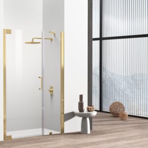 Elegant Kitchen and Bath SD404-4872BGD Semi-Frameless hinged Shower Door 48 x 72 Brushed Gold