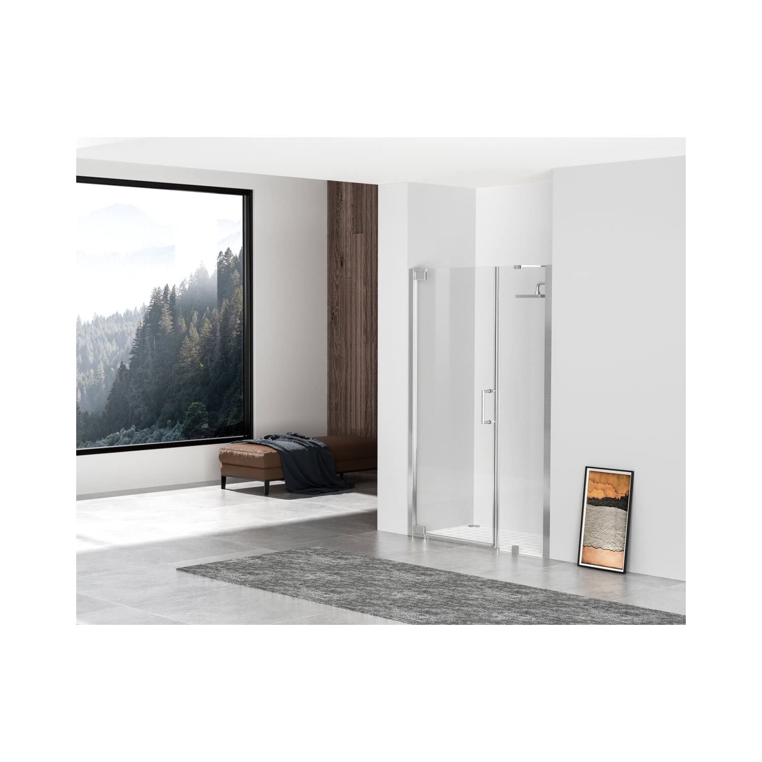 Elegant Kitchen and Bath SD404-4872BNK Semi-Frameless hinged Shower Door 48 x 72 Brushed Nickel