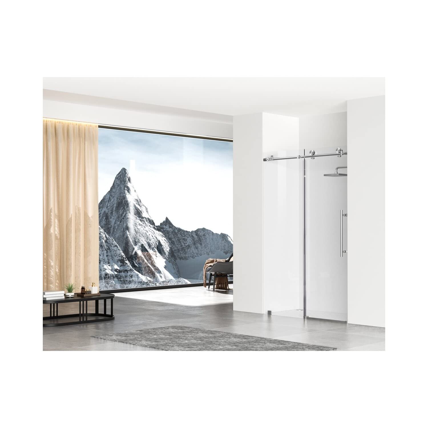 Elegant Kitchen and Bath SD101-4876BNK Frameless Shower Door 48 x 76 Brushed Nickel