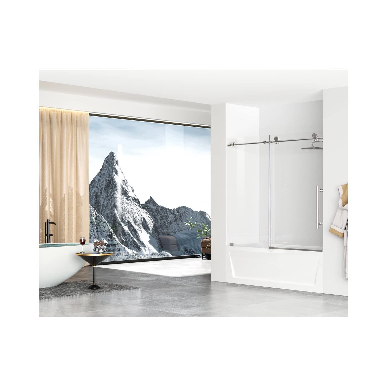 Elegant Kitchen and Bath TD111-6060PCH Frameless tub Door 60 x 60 Polished Chrome