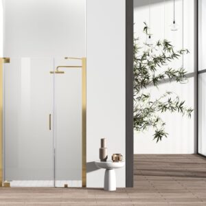 Elegant Kitchen and Bath SD404-4872BGD Semi-Frameless hinged Shower Door 48 x 72 Brushed Gold