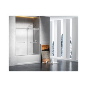 Elegant Kitchen and Bath TD222-6060BNK Frameless tub Door 60 x 60 Brushed Nickel