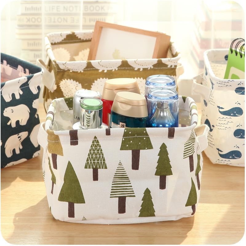 Kamuavni Fabric Basket Mini Storage Basket 4 Pack Small Canvas Baskets Desk Storage Organizer For Keys Small Baket For Organizing 7.9"×6.3"×5.5"- 4 pack