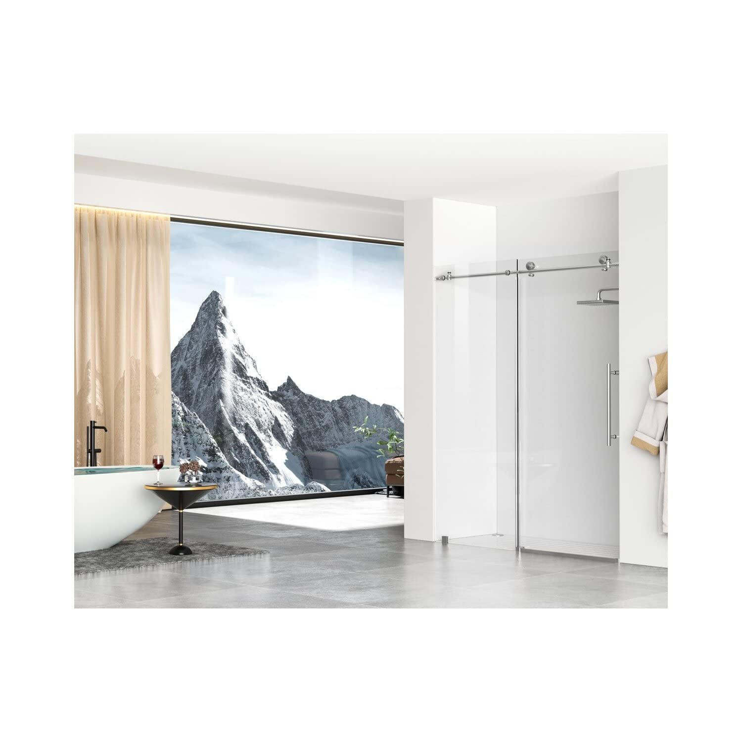 Elegant Kitchen and Bath SD101-6076BNK Frameless Shower Door 60 x 76 Brushed Nickel