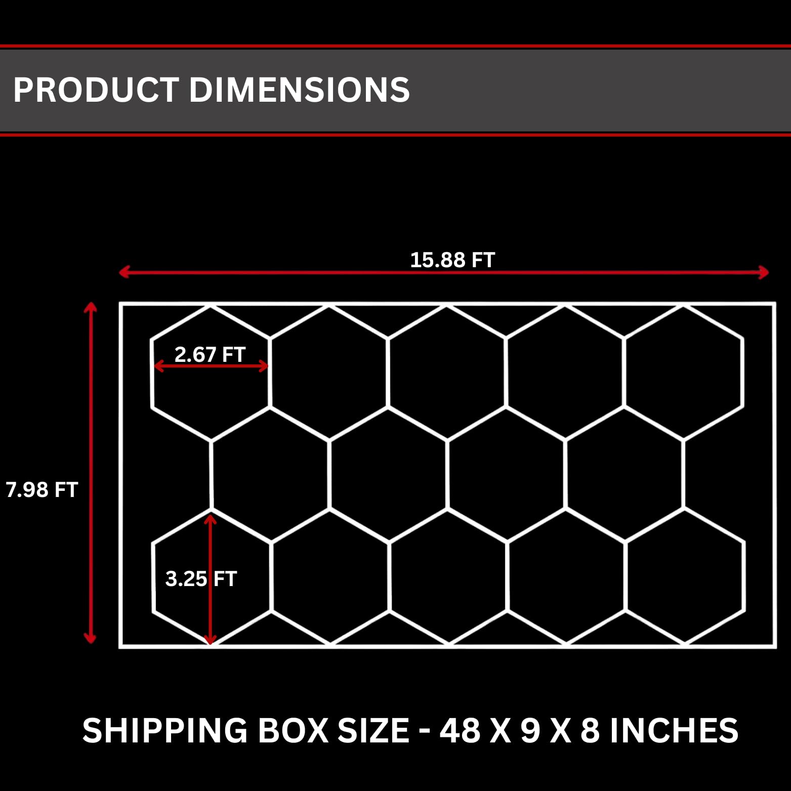 Modern LED Hexagon Garage Light Fixture - 6000K 672W 14 Grid Hexagon Light Set With Rectangle Frame for Garage, Detail Shop, Commercial Store, Office, etc. Over 60,000 Lumens 110V 15.98FT X 7.88FT