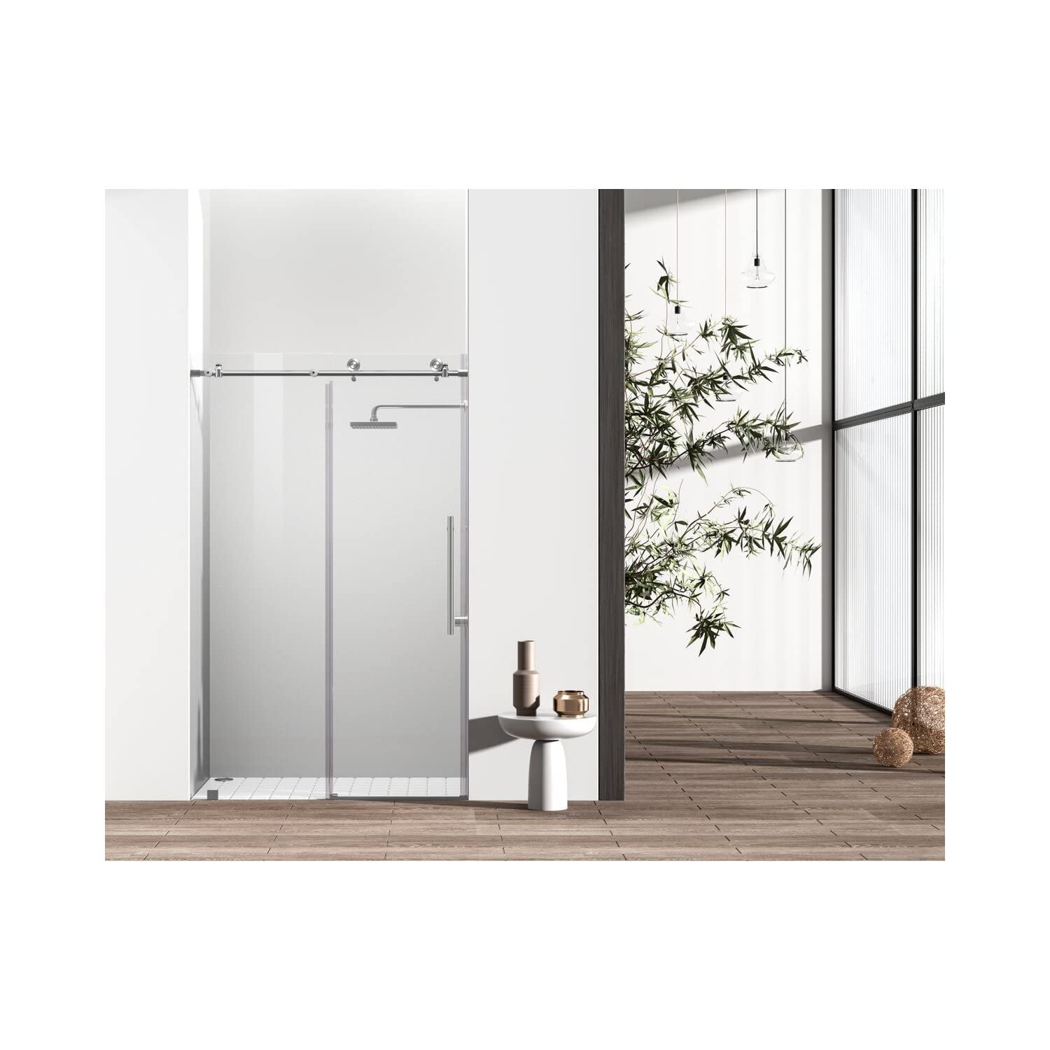 Elegant Kitchen and Bath SD101-4876BNK Frameless Shower Door 48 x 76 Brushed Nickel