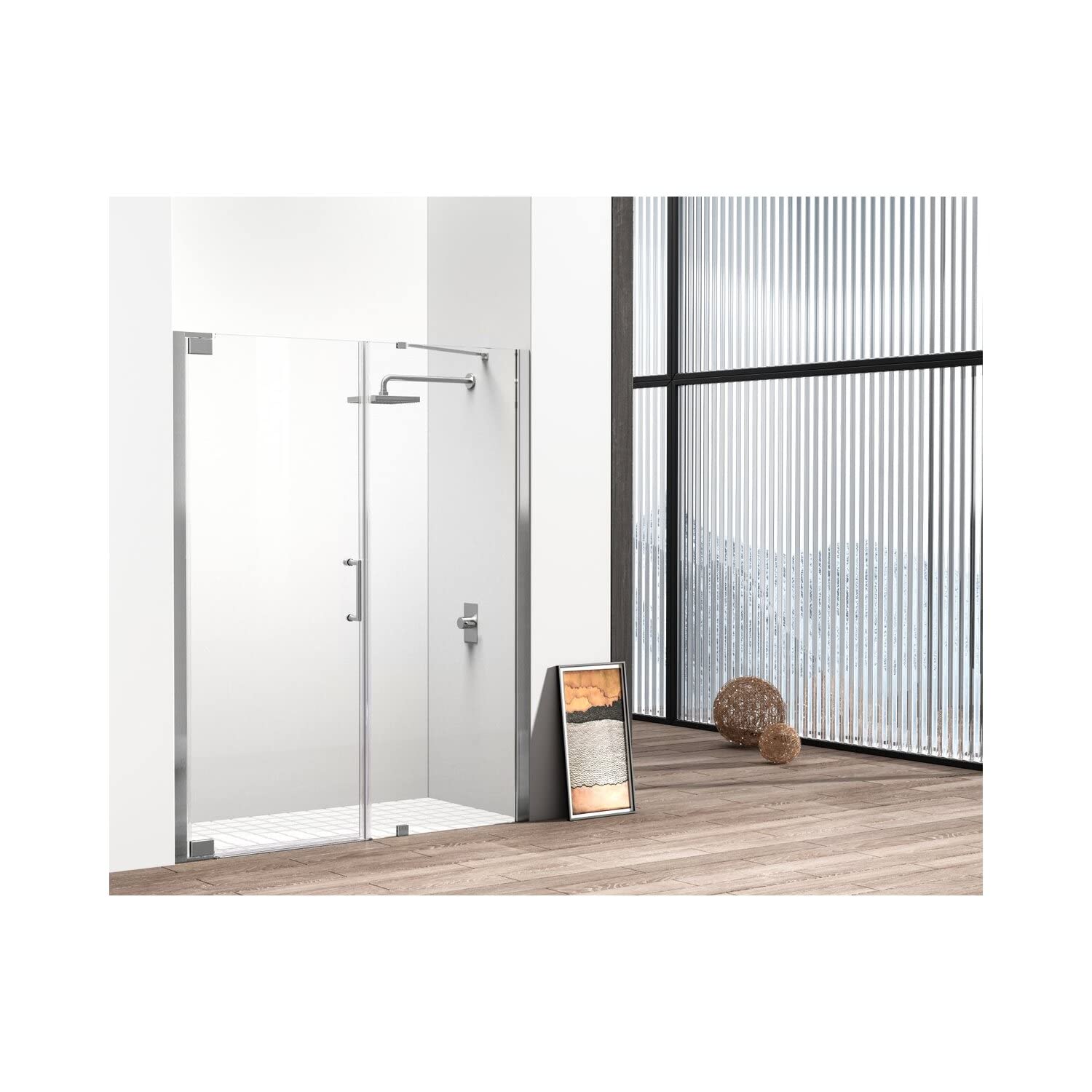 Elegant Kitchen and Bath SD404-6072BNK Semi-Frameless hinged Shower Door 60 x 72 Brushed Nickel