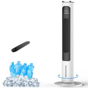 3-in-1 portable air conditioners tower fan, 37'' evaporative air cooler w/remote, 2.5l water tank with 4 ice packs, 12h smart timer & 70° oscillating, 3speeds for bedroom living room office