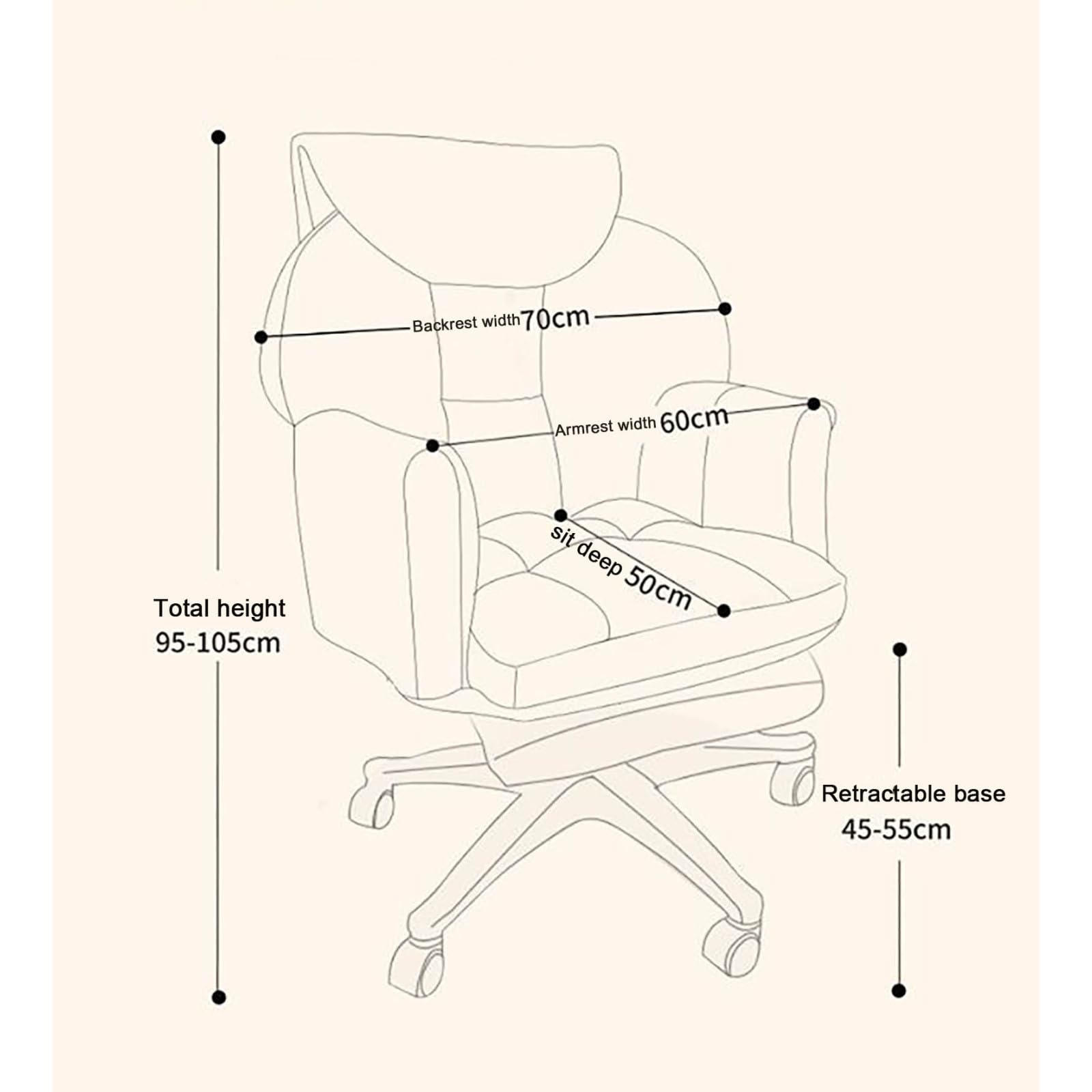 Fabric Office Chair Ergonomic Computer Chair Lumbar Support with Foot Rest Adjustable High Back Gamer Chair for Work or Gamer at Home(50x50x55cm(19x19x21in), White)