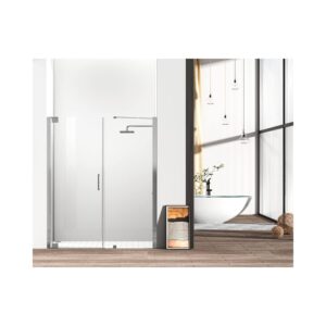 elegant kitchen and bath sd404-6072bnk semi-frameless hinged shower door 60 x 72 brushed nickel