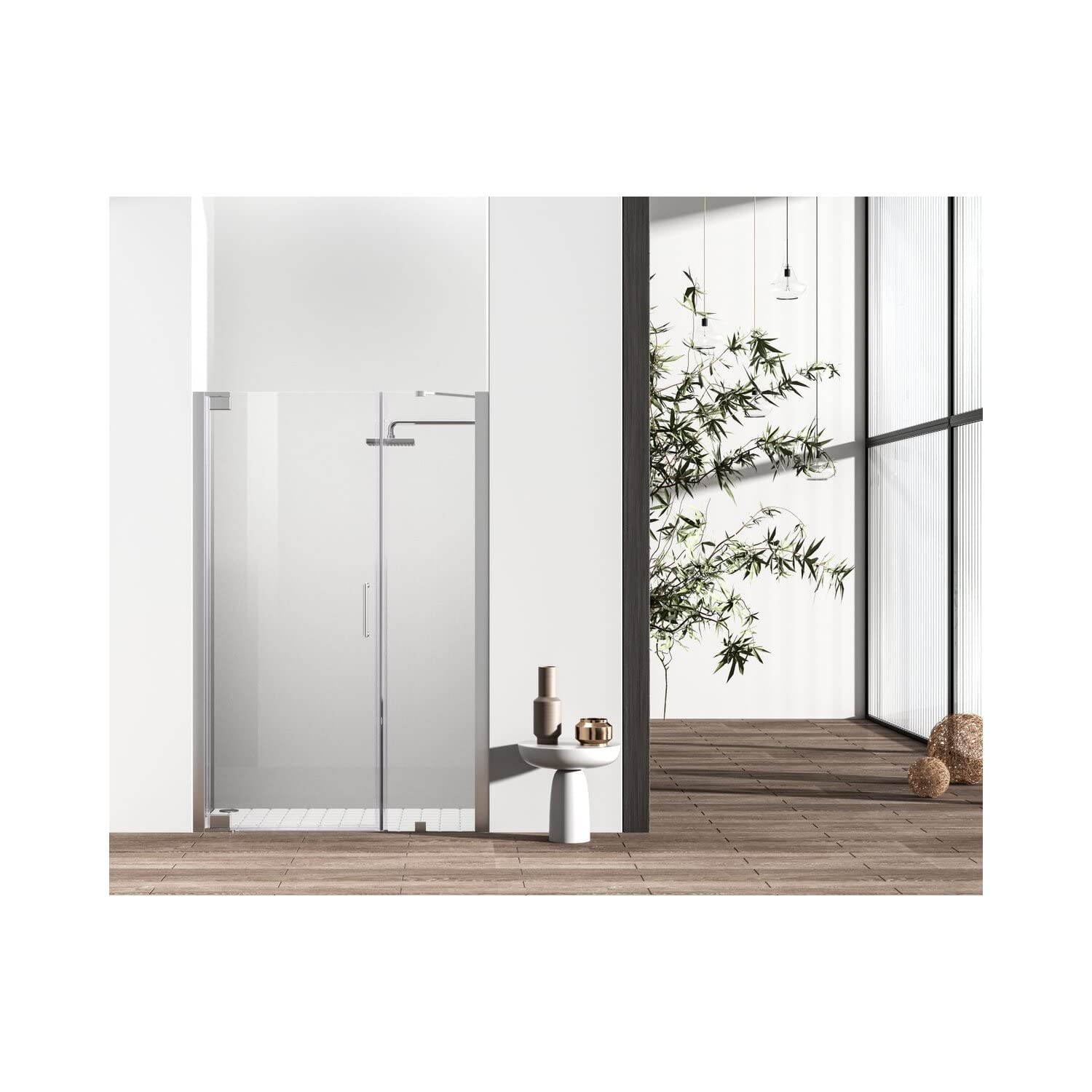 Elegant Kitchen and Bath SD404-4872PCH Semi-Frameless hinged Shower Door 48 x 72 Polished Chrome