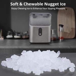 ACONEE Nugget Ice Maker Countertop Machine with Soft Chewable Ice, Crushed Ice Makers with Self-Cleaning, 36Lbs/24Hrs, One-Key Operation, Compact Ice Maker with Ice Scoop/Basket for Home/Kitchen/Bar