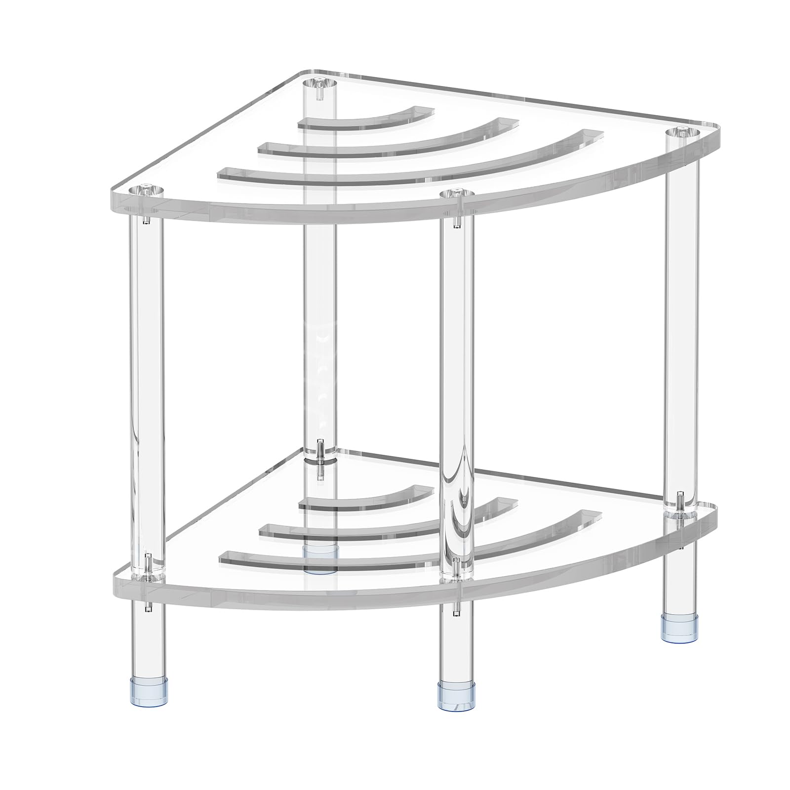 Sumerflos Acrylic Corner Shower Stool for Inside Shower - Clear Shower Bench With Storage Shelf for Shaving Legs Heavy Duty Waterproof Non-Slip Easy Assemble Modern