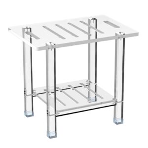 sumerflos acrylic shower bench for inside shower - 12.6" d * 18.58" w * 16.34" h bathroom shower stool with storage shelf heavy duty (hold up to 400lbs) for shaving legs waterproof non-slip