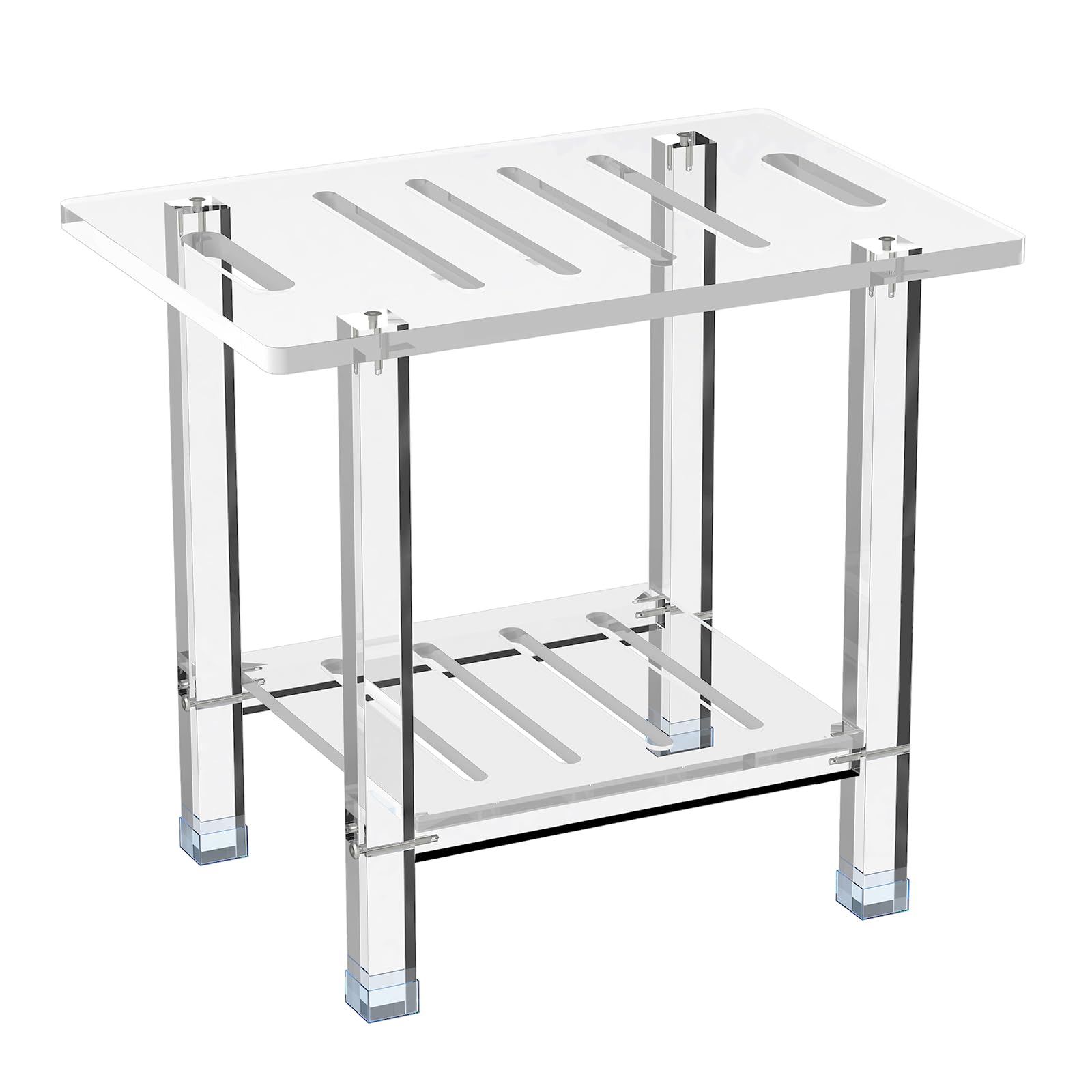 Sumerflos Acrylic Shower Bench for Inside Shower - 12.6" D * 18.58" W * 16.34" H Bathroom Shower Stool with Storage Shelf Heavy Duty (Hold Up to 400lbs) for Shaving Legs Waterproof Non-Slip