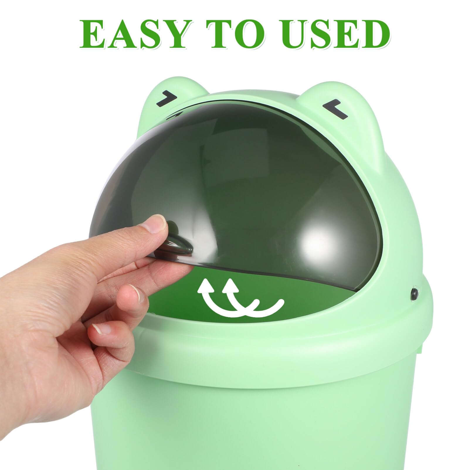 MAGICLULU Cartoon Frog Trash Can with Flip Lid Cute Waste Basket Plastic Garbage Bin Garbage Can Rubbish Pail Toilet Paper Bucket for Bathroom Kitchen Office