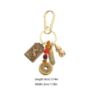 GALPADA Feng Shui Coins Gourd Keychain: Bring Wealth and Good Luck Keychain, Retro Chinese Keychain Decorative Pendant, 12 Zodiac Brass Keychain (Horse)