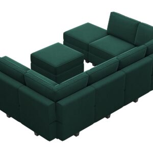 Belffin Modular Sectional Sofa Set Oversized U Shaped Couch with Storage Seat Sectional Sleeper Sofa with Chaise Green