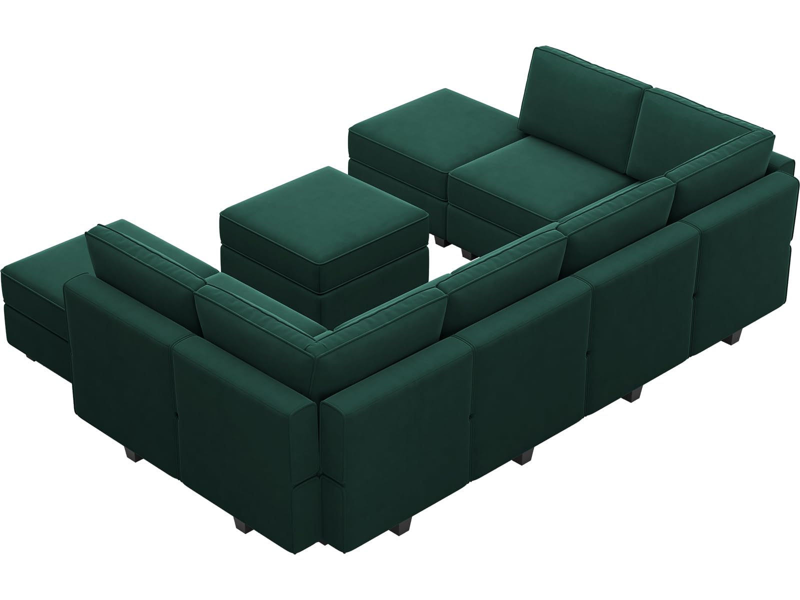 Belffin Modular Sectional Sofa Set Oversized U Shaped Couch with Storage Seat Sectional Sleeper Sofa with Chaise Green