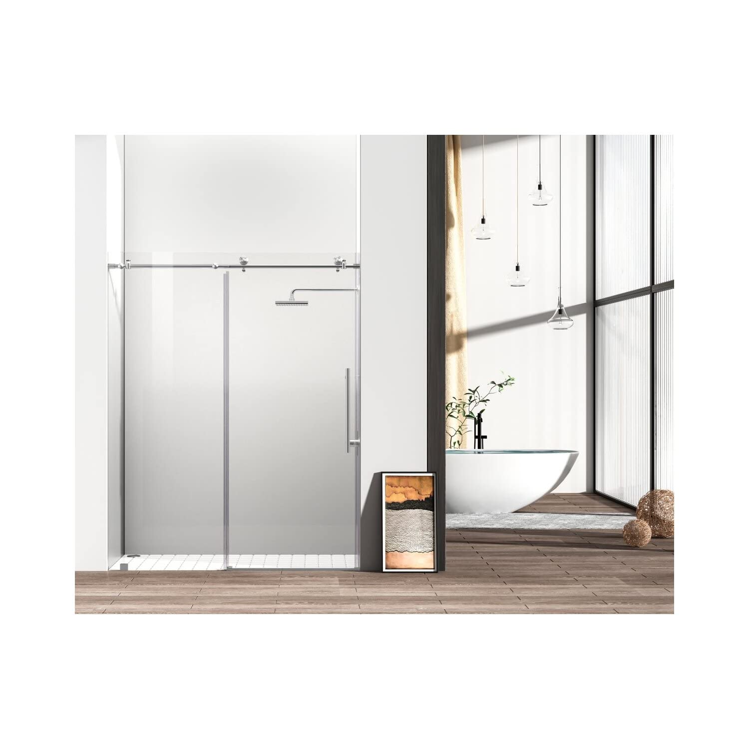 Elegant Kitchen and Bath SD101-6076BNK Frameless Shower Door 60 x 76 Brushed Nickel