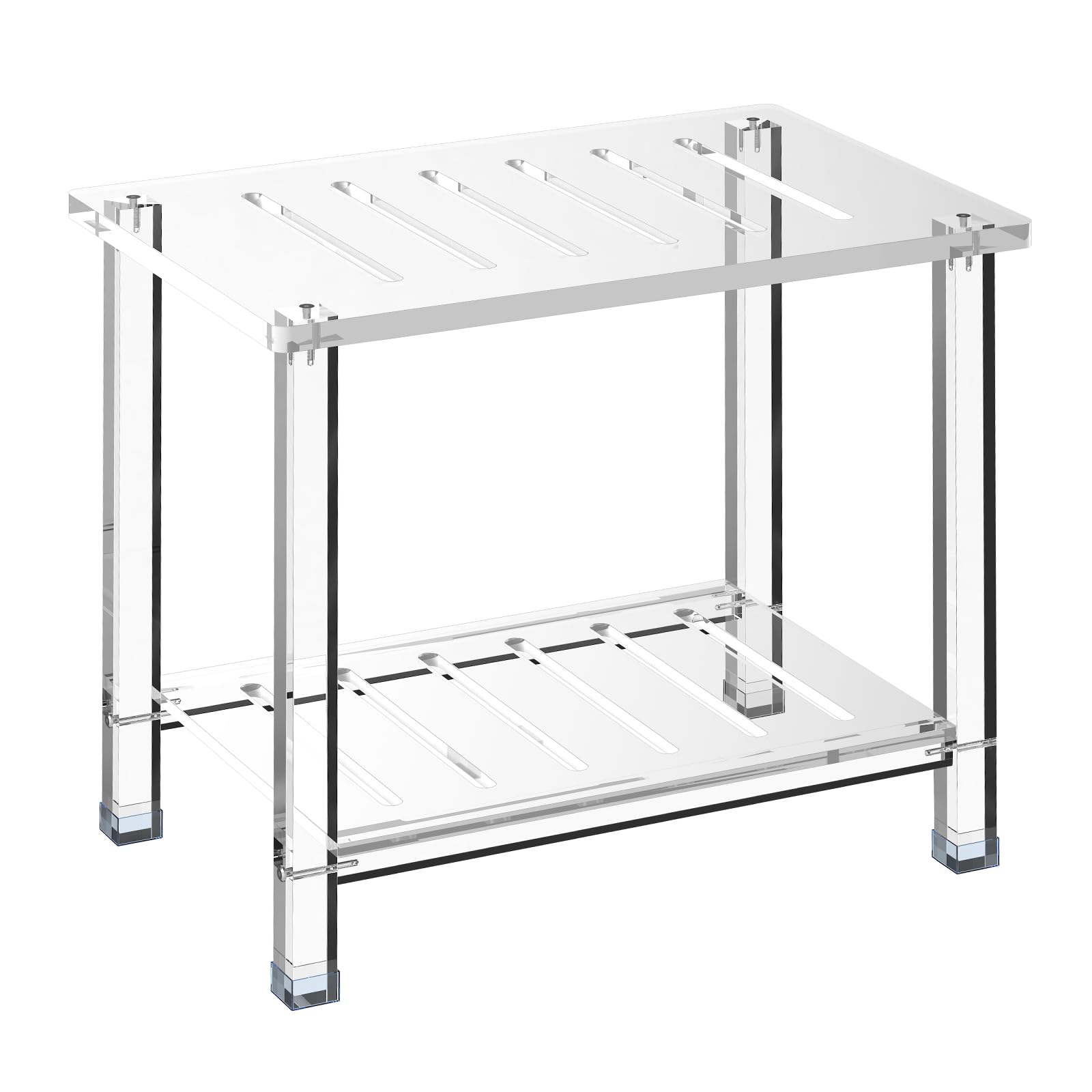 GOIOOIA Acrylic Shower Bench for Inside Shower 13.98" D X 21.26" W X 18.31" H, Heavy Duty (Hold Up to 300lbs) Bathroom Shower Stool with Storage Shelf, for Shaving Legs & Spa, Waterproof Non-Slip