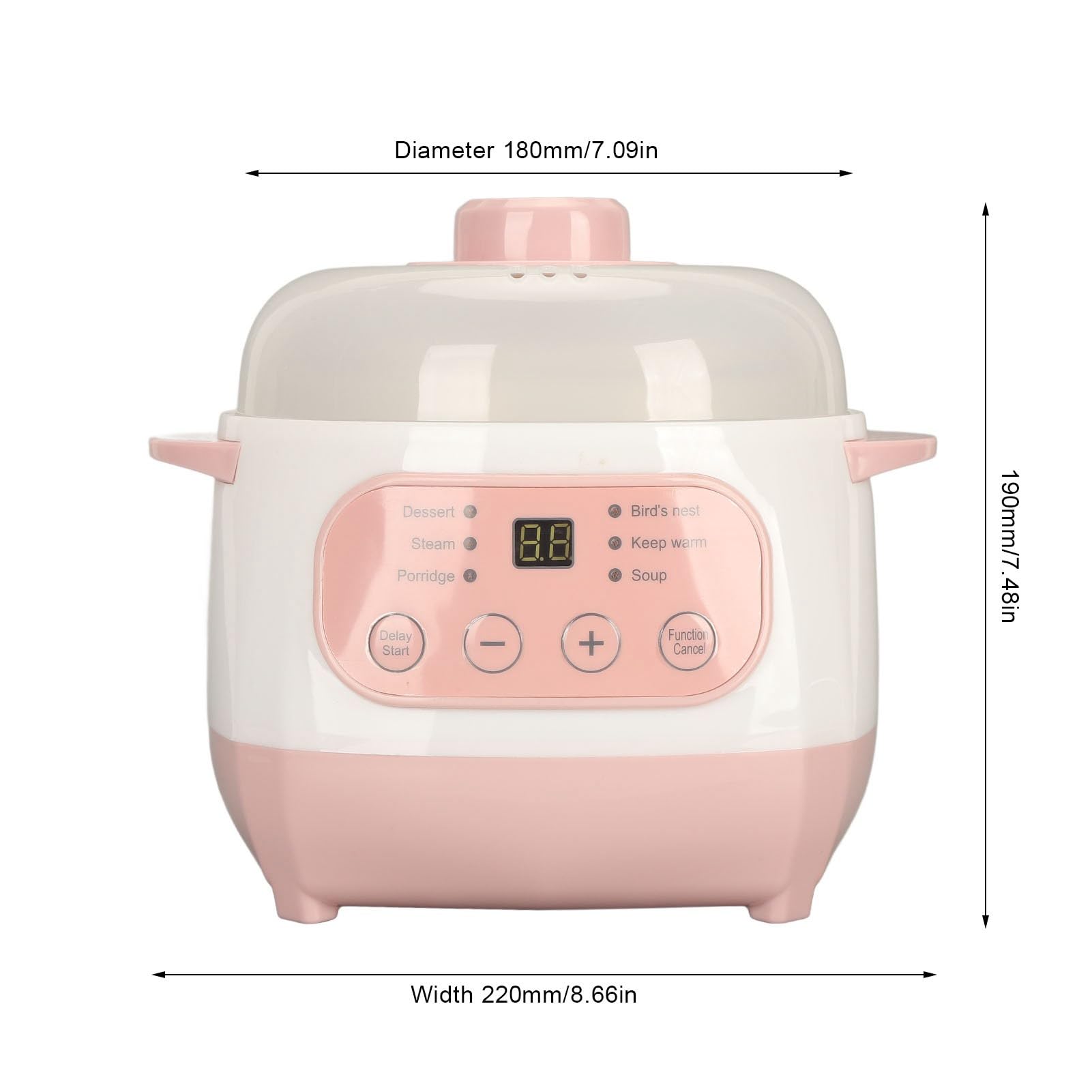 1L Electric Stew Pot 200W Anti Dry Burn Ceramic Cooker, Convenient and Easy to for Rice Soup (US Plug 110V)